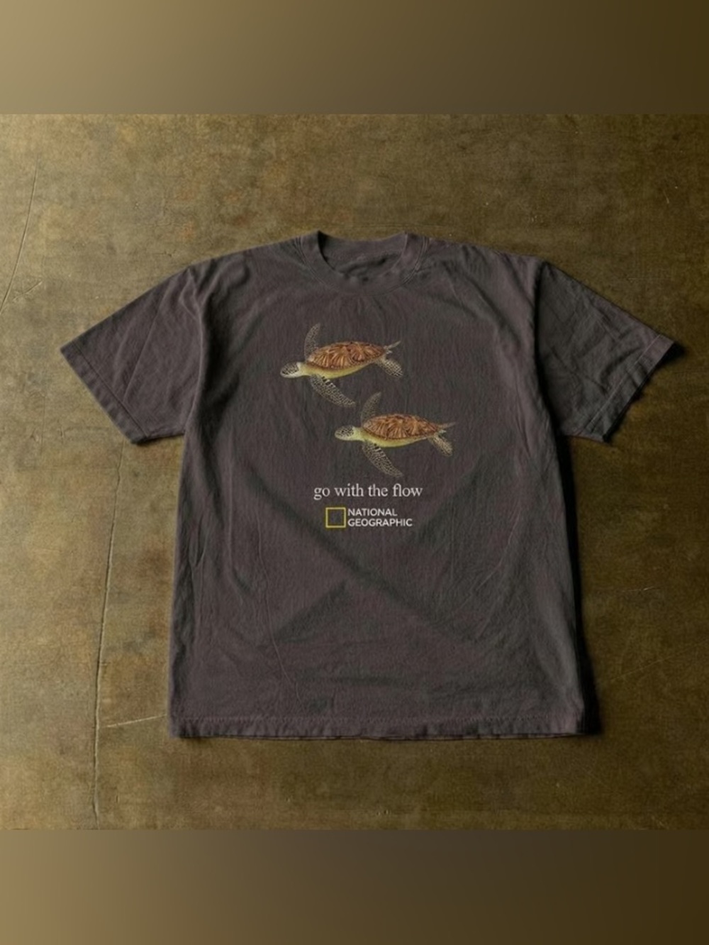 National Geographic Turtle Graphic T-Shirt Animal Ocean Dark Chocolate Tee